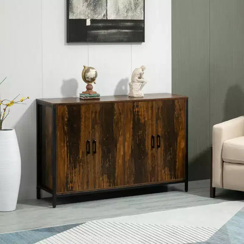 Bahut industriel, armoire de rangement de cuisine avec étagères réglables pour salon, chambre, couloir, marron rustique