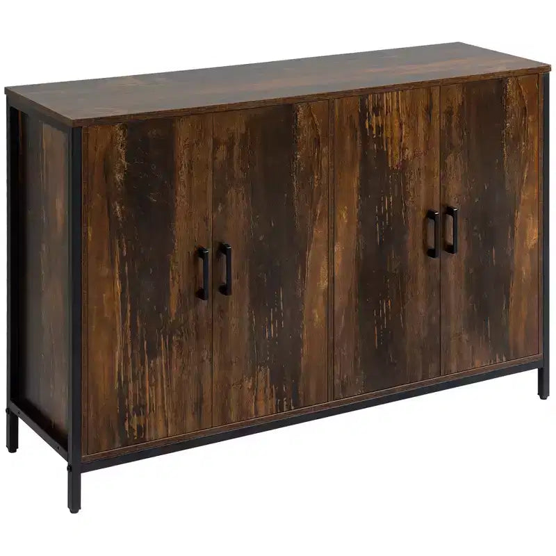 Bahut industriel, armoire de rangement de cuisine avec étagères réglables pour salon, chambre, couloir, marron rustique