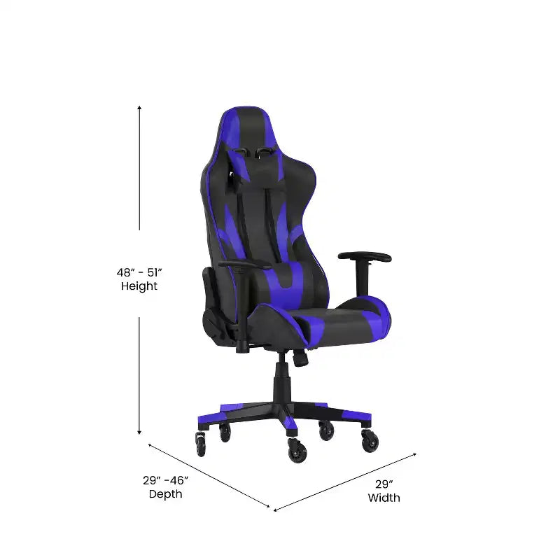 Chaise de bureau de jeu X20 Racing PC réglable avec dossier inclinable et roulettes transparentes