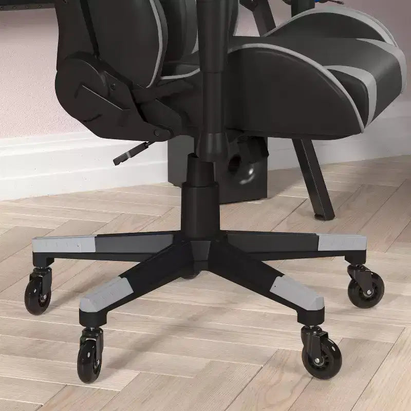Chaise de bureau de jeu X20 Racing PC réglable avec dossier inclinable et roulettes transparentes