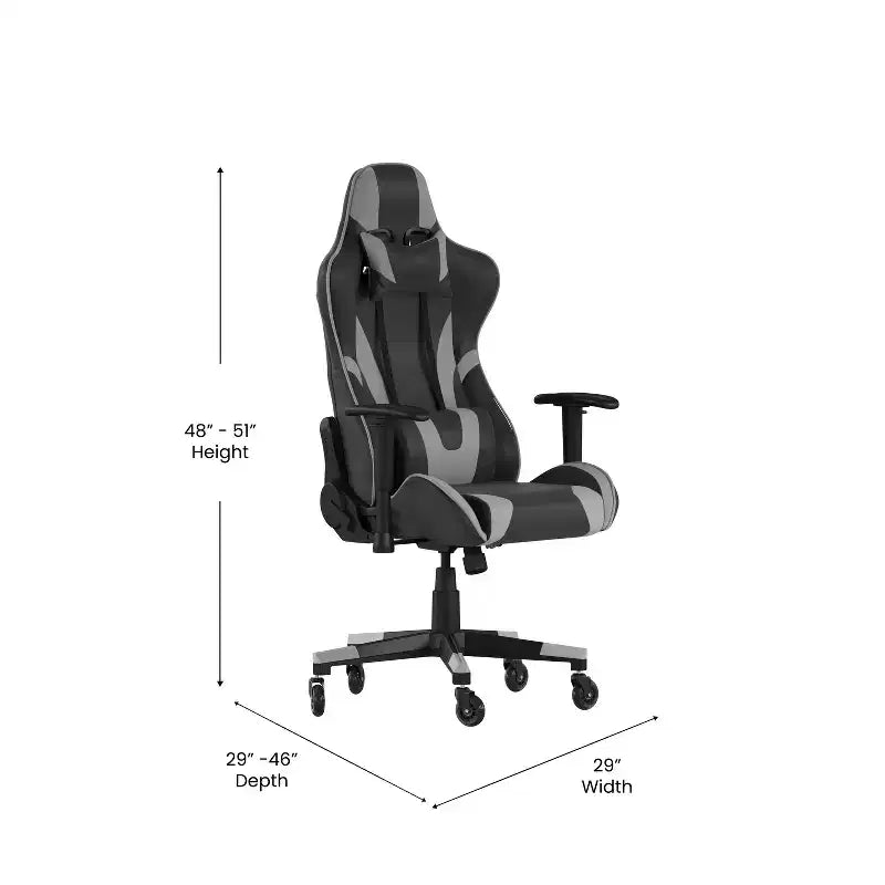 Chaise de bureau de jeu X20 Racing PC réglable avec dossier inclinable et roulettes transparentes