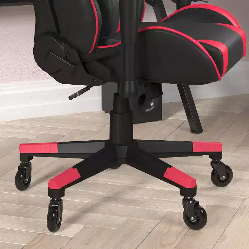 Chaise de bureau de jeu X20 Racing PC réglable avec dossier inclinable et roulettes transparentes