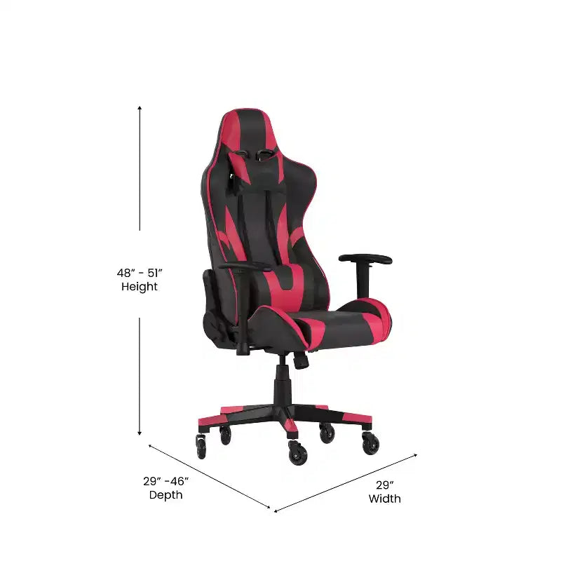 Chaise de bureau de jeu X20 Racing PC réglable avec dossier inclinable et roulettes transparentes