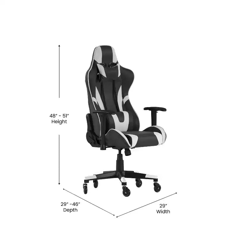 Chaise de bureau de jeu X20 Racing PC réglable avec dossier inclinable et roulettes transparentes
