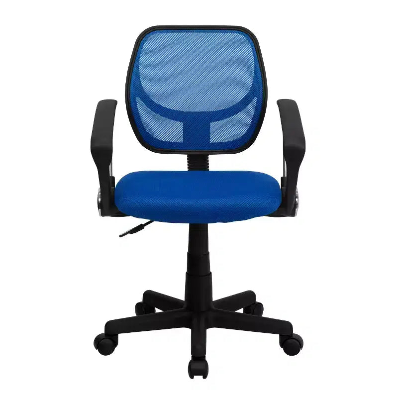 Chaise de bureau pivotante à dossier mi-haut en maille avec dossier carré incurvé et accoudoirs