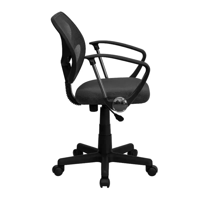 Chaise de bureau pivotante à dossier mi-haut en maille avec dossier carré incurvé et accoudoirs