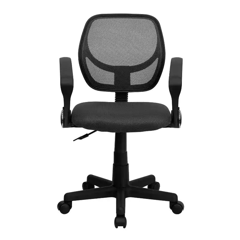 Chaise de bureau pivotante à dossier mi-haut en maille avec dossier carré incurvé et accoudoirs