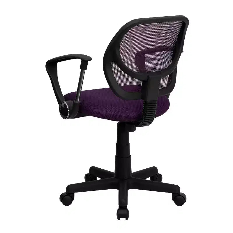 Chaise de bureau pivotante à dossier mi-haut en maille avec dossier carré incurvé et accoudoirs