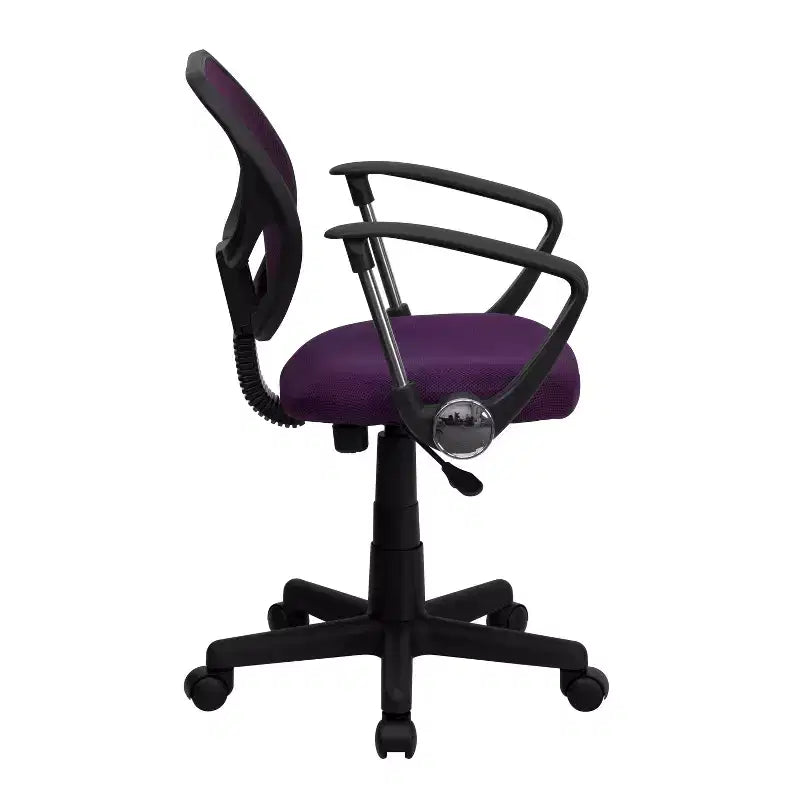 Chaise de bureau pivotante à dossier mi-haut en maille avec dossier carré incurvé et accoudoirs