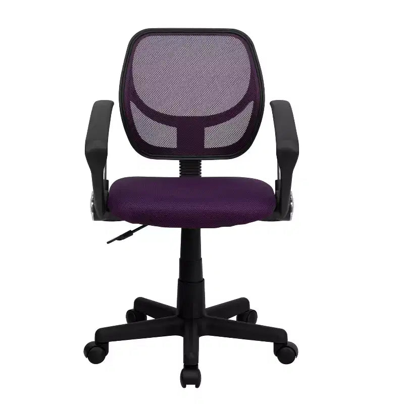 Chaise de bureau pivotante à dossier mi-haut en maille avec dossier carré incurvé et accoudoirs