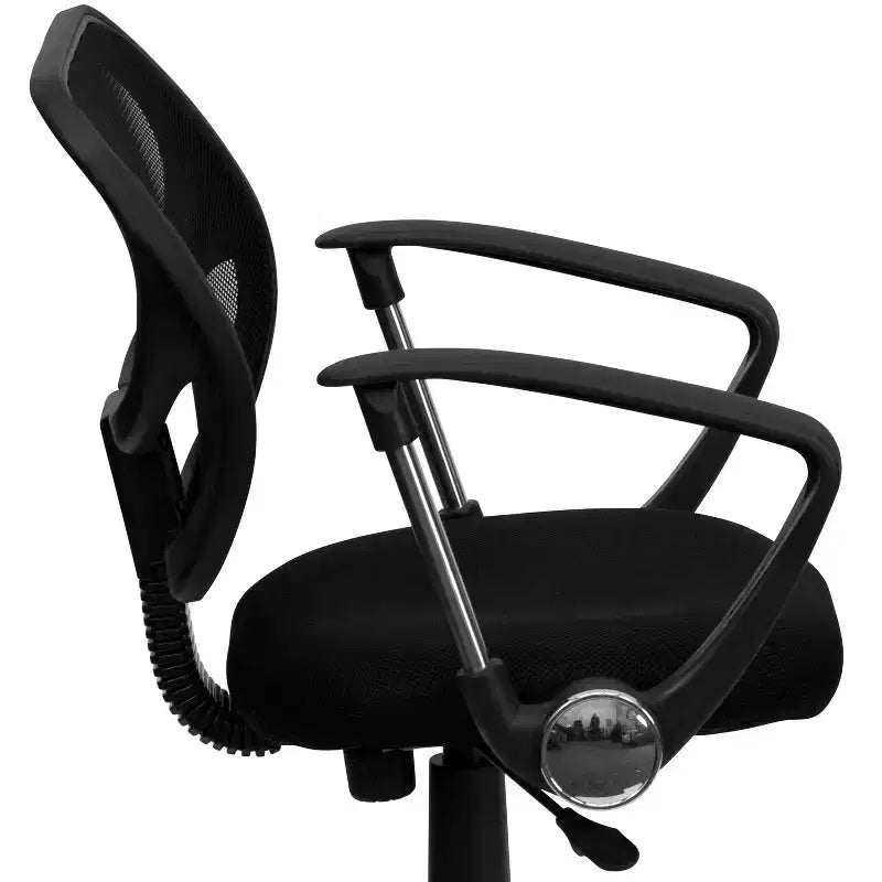 Chaise de bureau pivotante à dossier mi-haut en maille avec dossier carré incurvé et accoudoirs