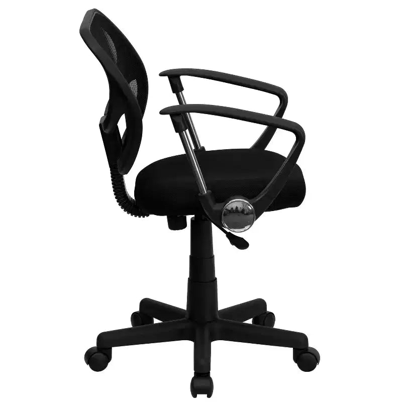 Chaise de bureau pivotante à dossier mi-haut en maille avec dossier carré incurvé et accoudoirs