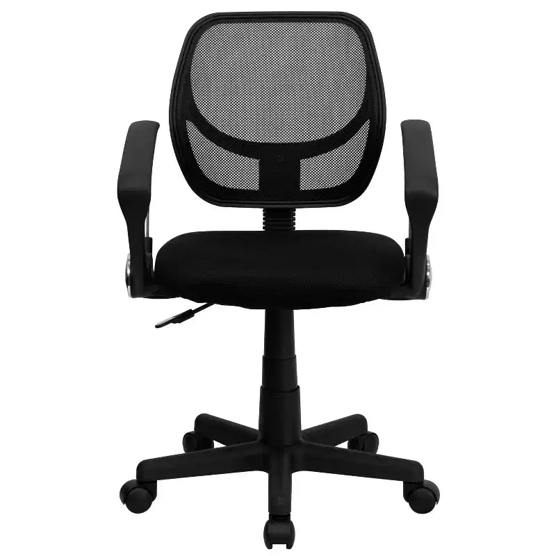 Chaise de bureau pivotante à dossier mi-haut en maille avec dossier carré incurvé et accoudoirs