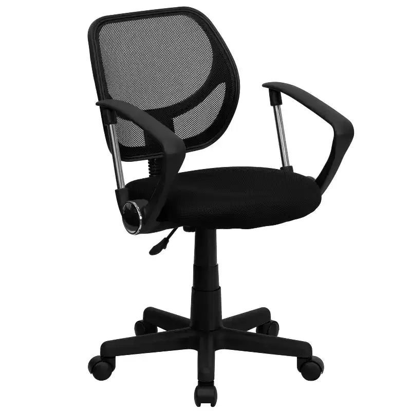 Chaise de bureau pivotante à dossier mi-haut en maille avec dossier carré incurvé et accoudoirs