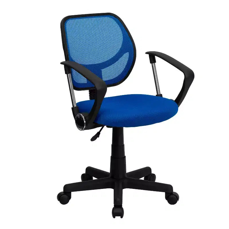 Chaise de bureau pivotante à dossier mi-haut en maille avec dossier carré incurvé et accoudoirs