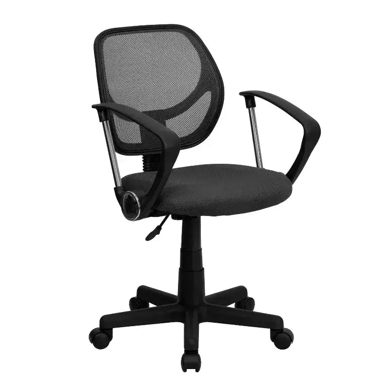 Chaise de bureau pivotante à dossier mi-haut en maille avec dossier carré incurvé et accoudoirs