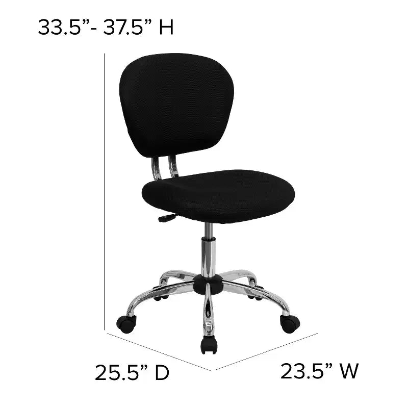 Chaise de bureau ergonomique pivotante en maille, dossier mi-hauteur, avec accoudoirs et base chromée