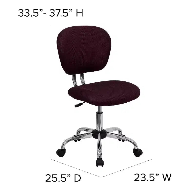 Chaise de bureau ergonomique pivotante en maille, dossier mi-hauteur, avec accoudoirs et base chromée