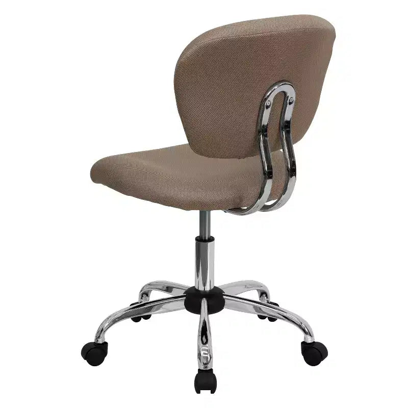 Chaise de bureau ergonomique pivotante en maille, dossier mi-hauteur, avec accoudoirs et base chromée