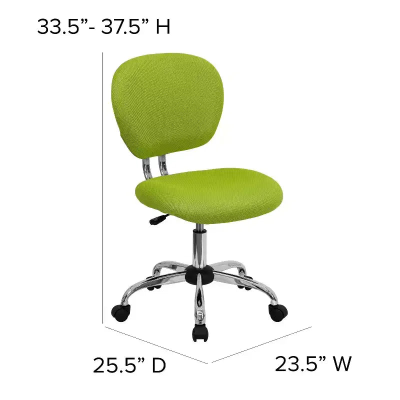 Chaise de bureau ergonomique pivotante en maille, dossier mi-hauteur, avec accoudoirs et base chromée