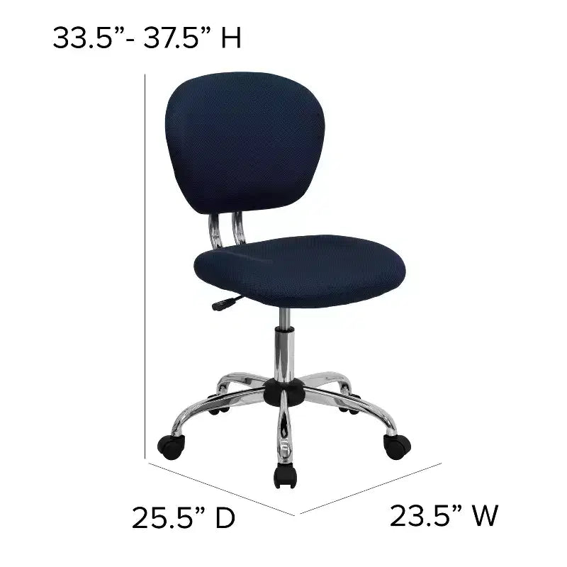 Chaise de bureau ergonomique pivotante en maille, dossier mi-hauteur, avec accoudoirs et base chromée