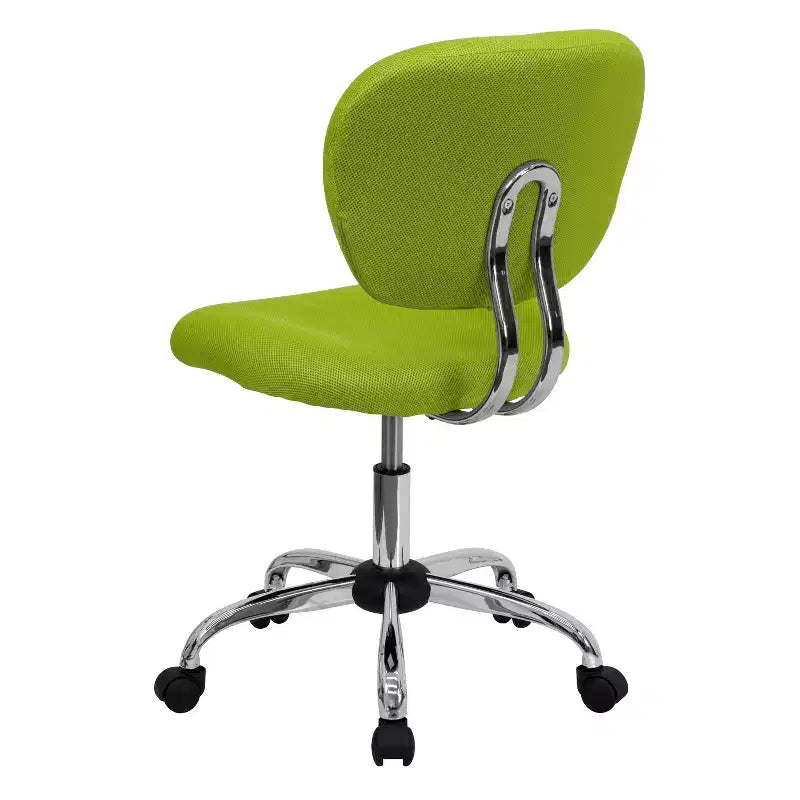 Chaise de bureau ergonomique pivotante en maille, dossier mi-hauteur, avec accoudoirs et base chromée