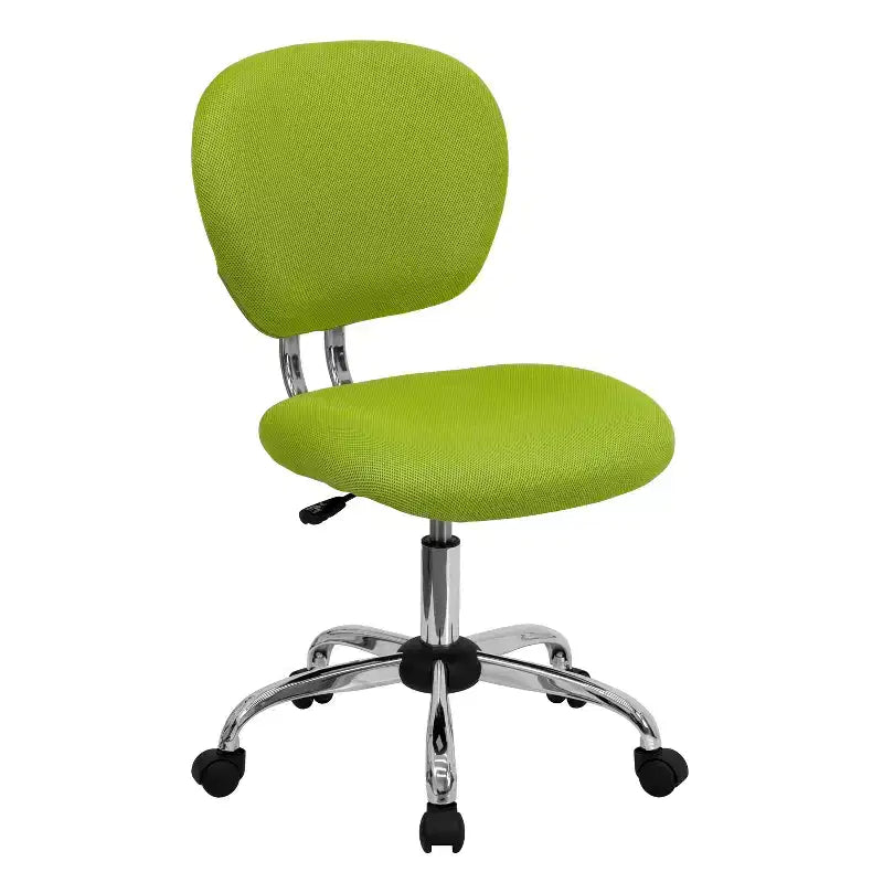 Chaise de bureau ergonomique pivotante en maille, dossier mi-hauteur, avec accoudoirs et base chromée