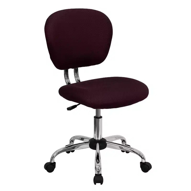 Chaise de bureau ergonomique pivotante en maille, dossier mi-hauteur, avec accoudoirs et base chromée